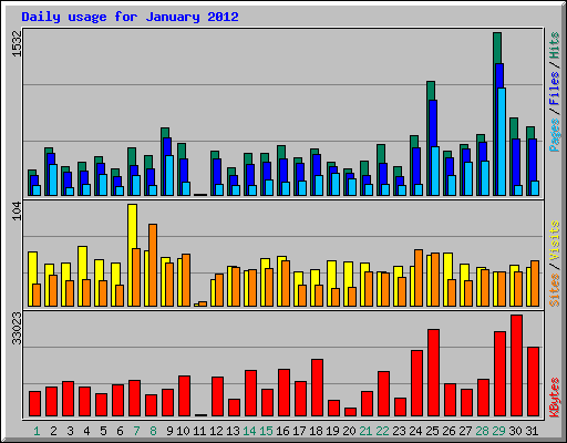 Daily usage for January 2012