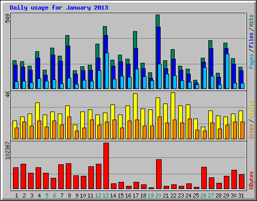 Daily usage for January 2013
