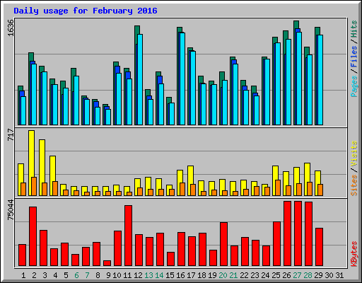 Daily usage for February 2016