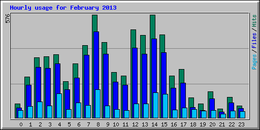 Hourly usage for February 2013
